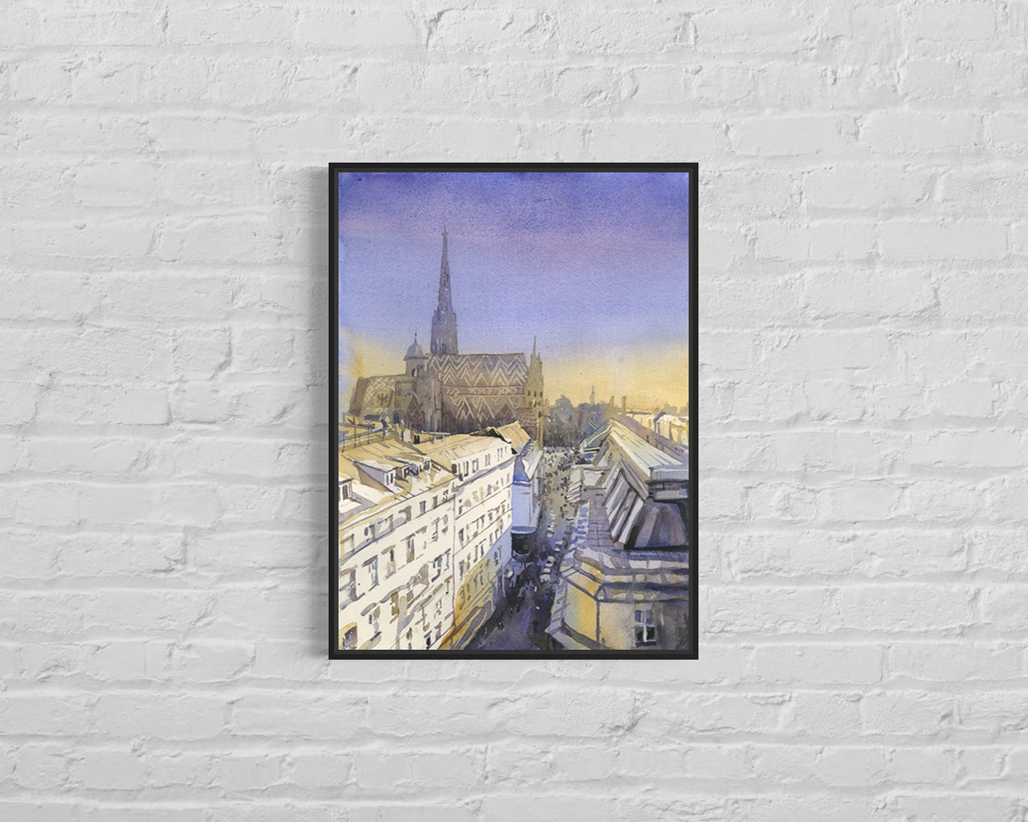 Vienna skyline St. Stephens Cathedral at sunset colorful art for house handmade item travel essentials (print)