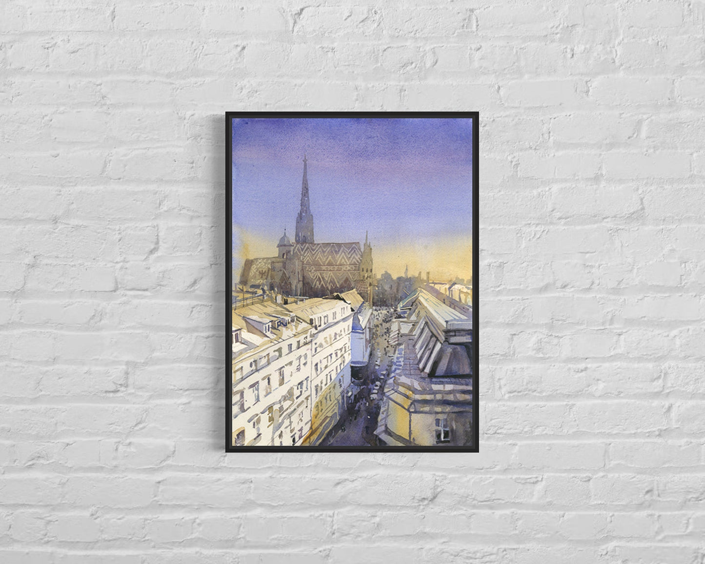Vienna skyline St. Stephens Cathedral at sunset colorful art for house handmade item travel essentials (original)