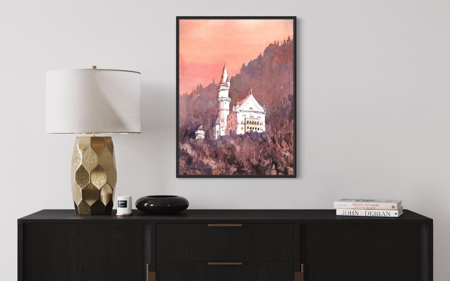 Neuschwanstein Castle Bavaria- Germany watercolor painting Neuschwanstein Castle artwork Germany castle fine art Bavaria (print)