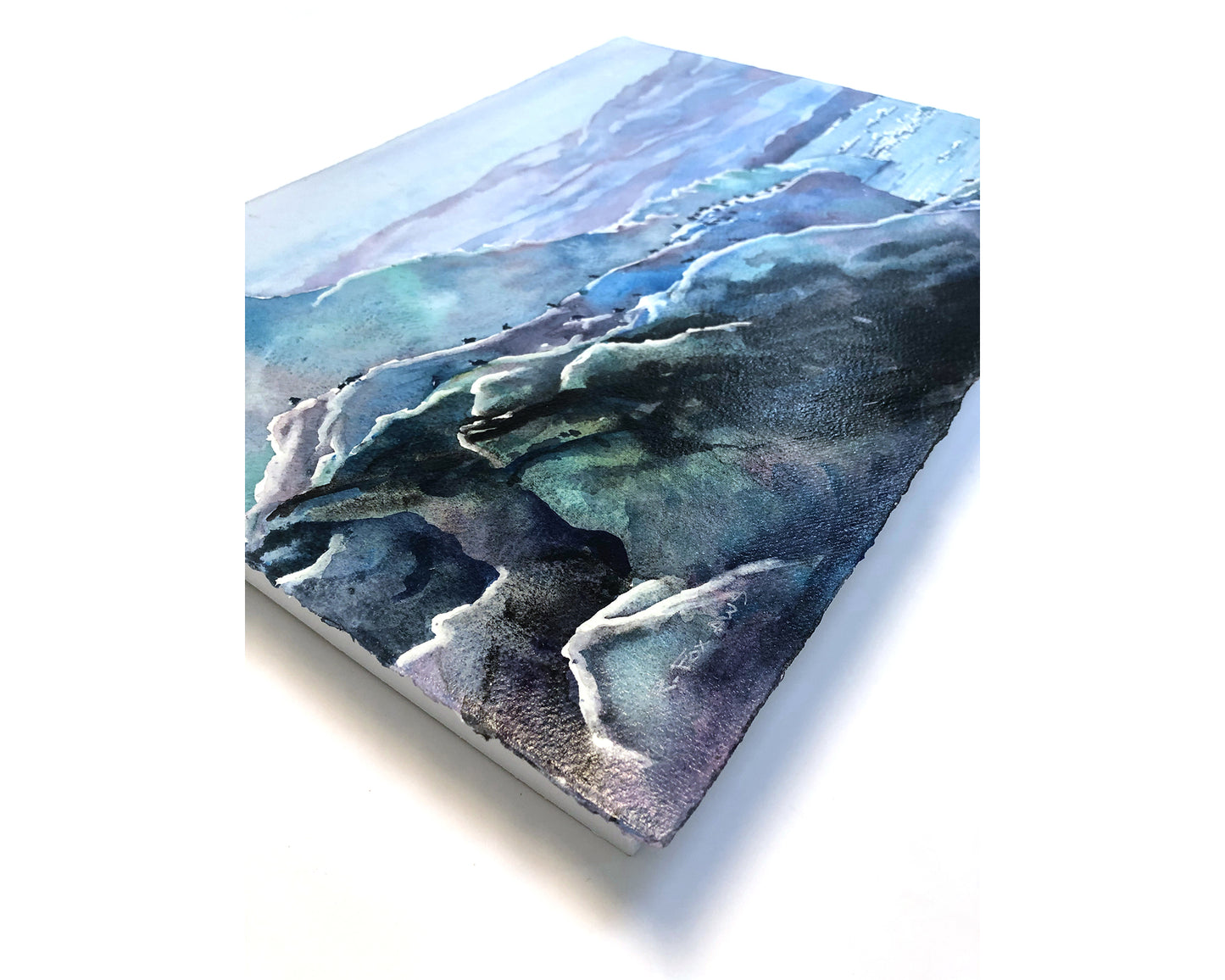 Colorful home art Iceland landscape painting, glacier icebergs melting watercolor painting. Iceland home decor Icelandic home decor (original)
