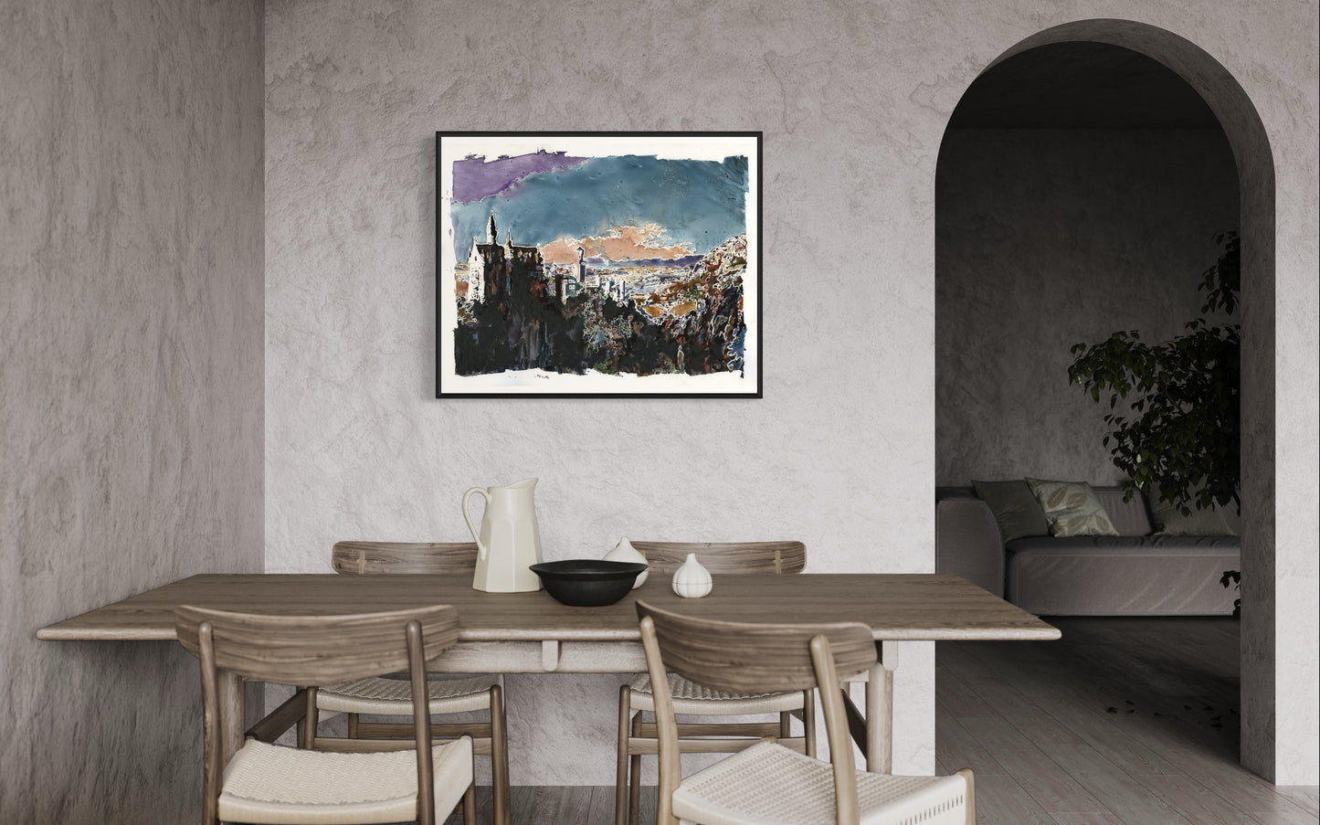 Neuschwanstein Castle in Bavaria- Germany trendy wall art travel essentials watercolor landscape New Schwanstein Castle (original painting)