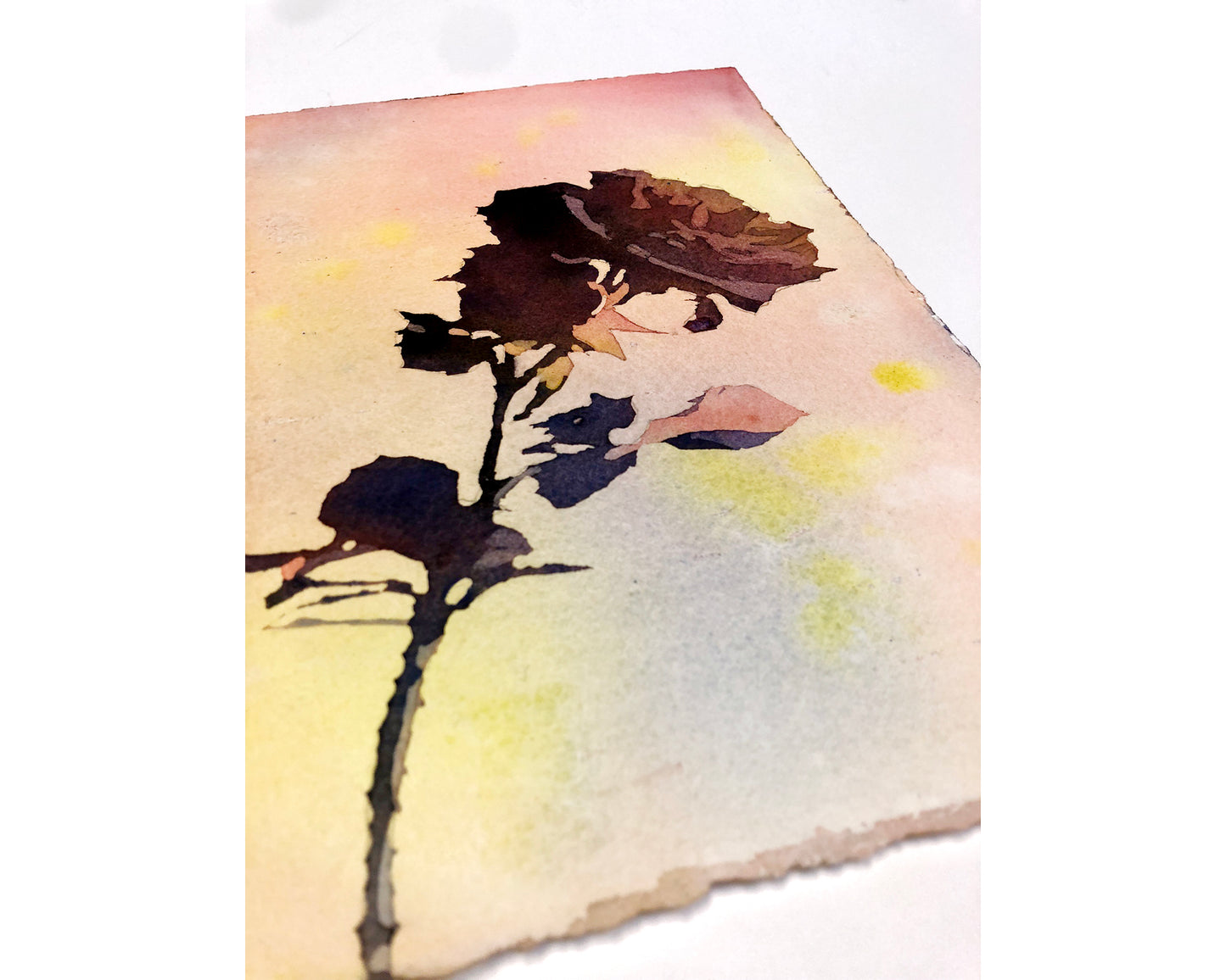 Original painting rose watercolor landscape, flower home decor trendy wall art handmade item colorful  artwork art for house (original)