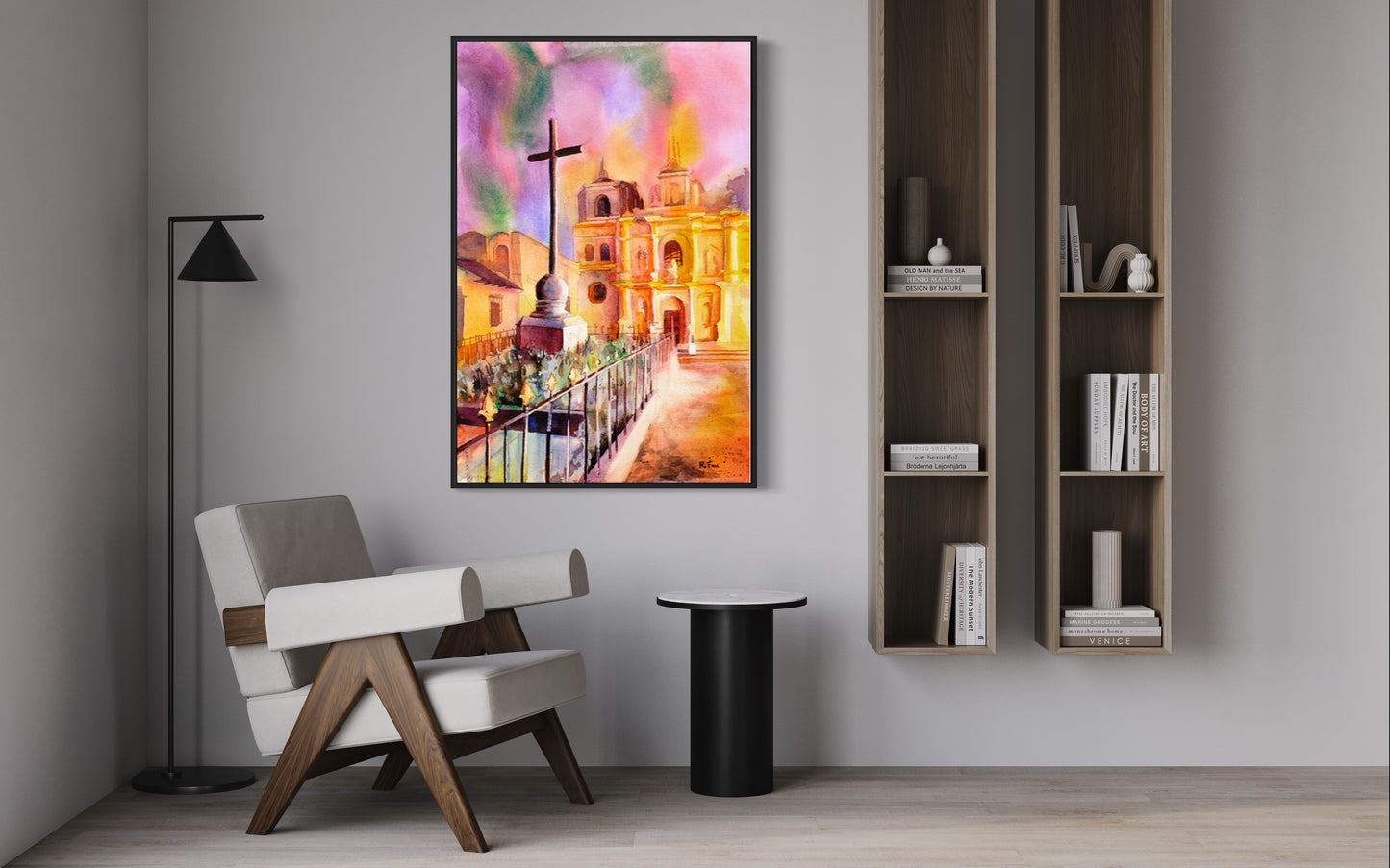 Church in Antigua, Guatemala Art Antigua painting Watercolor Antigua  Guatemala art Watercolor print  Colorful art church (print)