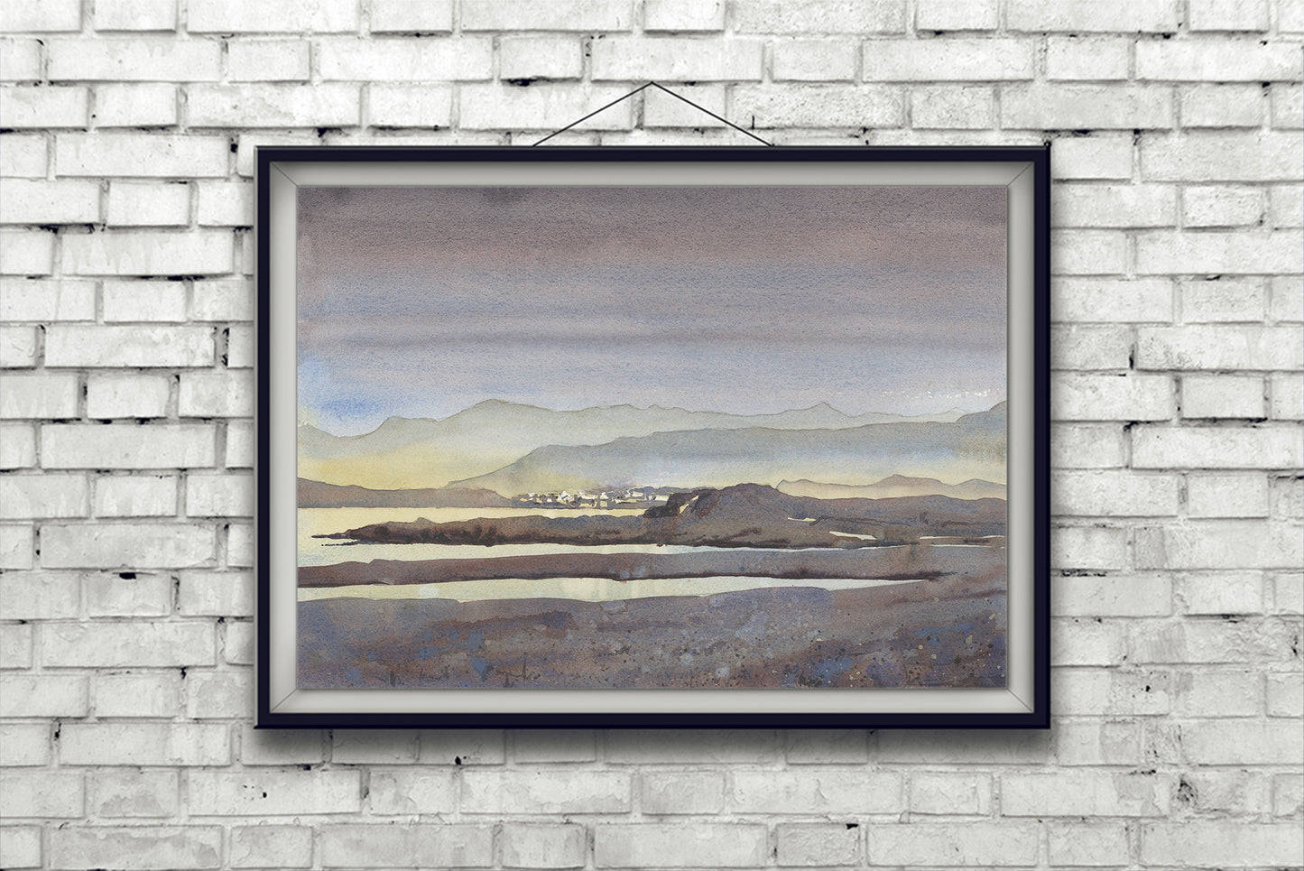 Colorful sunset art Iceland landscape small town handmade item housewarming gift giclee (print)