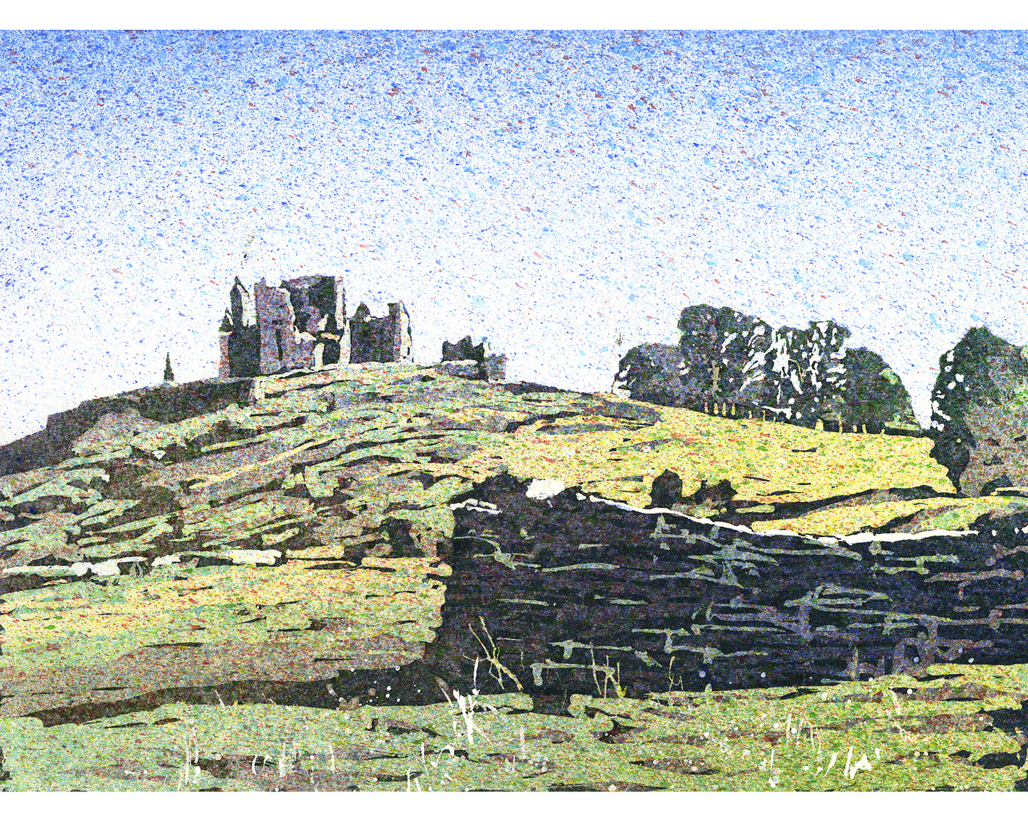 Rock of Cashel Ireland Castle Landscape Watercolor Painting