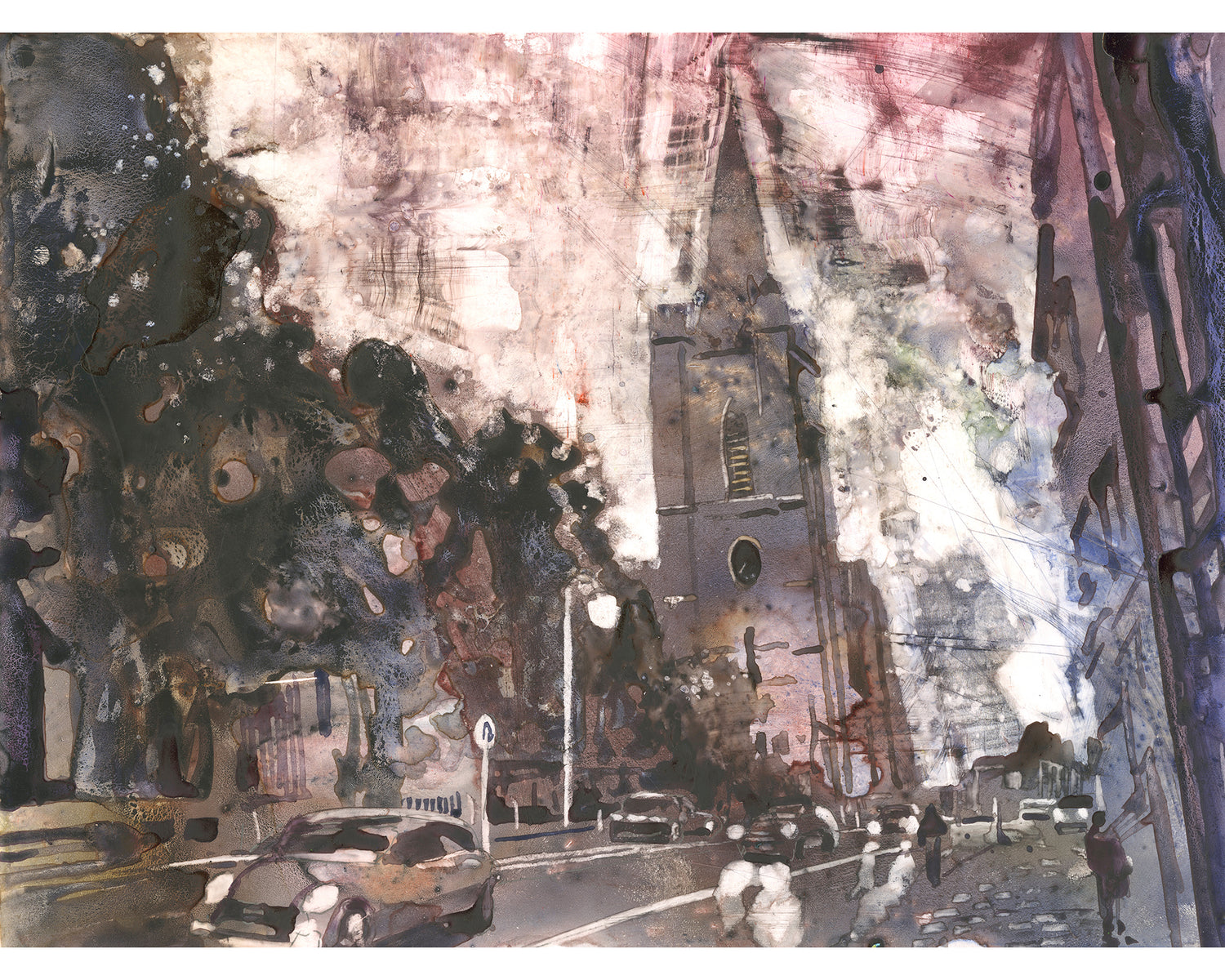 St. Patricks Cathedral Dublin Ireland colorful watercolor painting Europe cityscape art for house travel essentials (original)