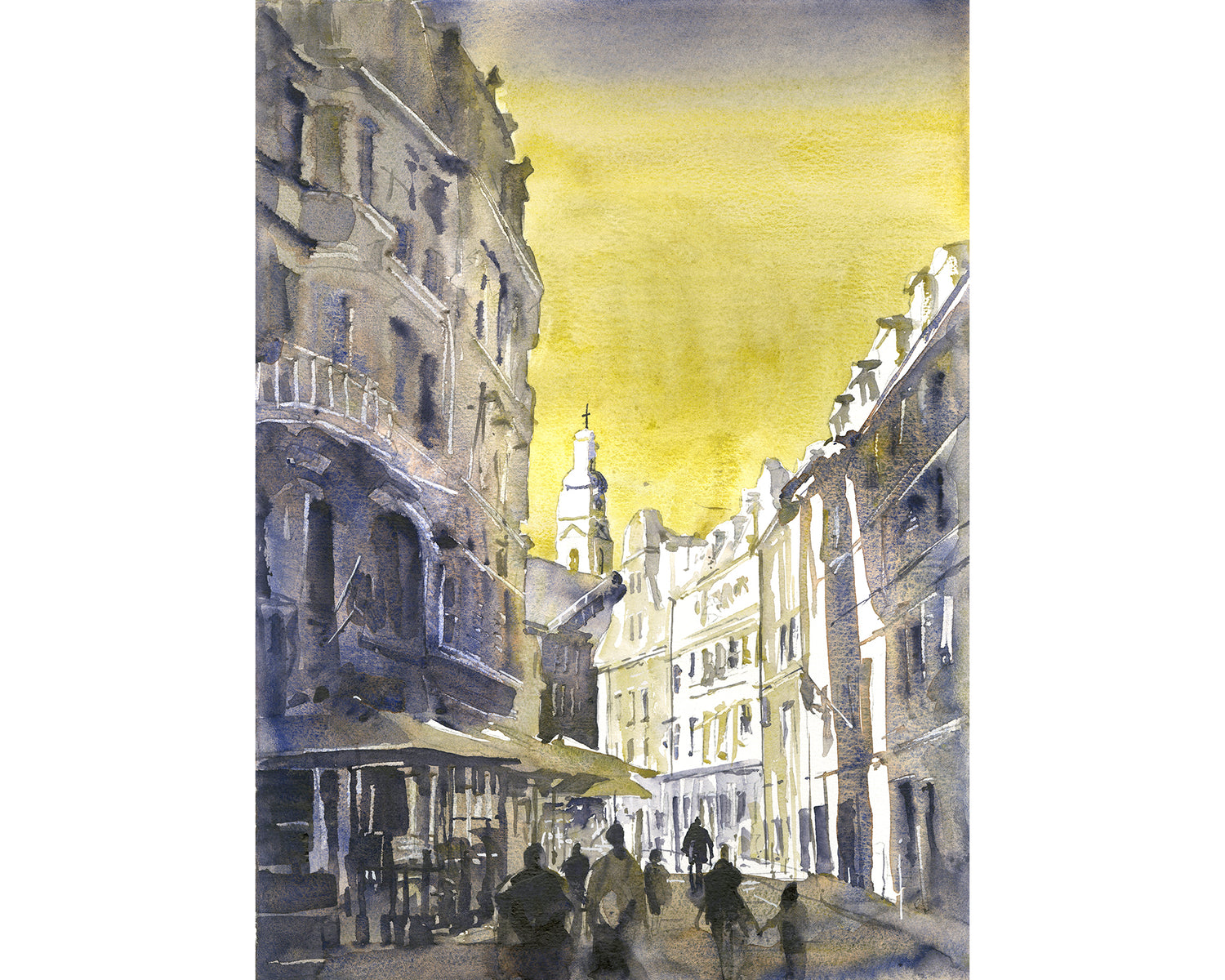 Riga Latvia cityscape street scene Old Town Eastern Europe Baltic Nations skyline travel decor handmade item (original)