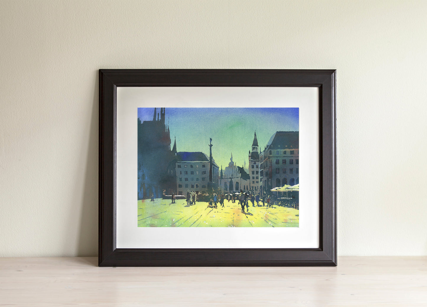 Munich Germany skyline colorful watercolor painting, giclee home decor Europe print wall watercolor travel essentials gift for house (print)