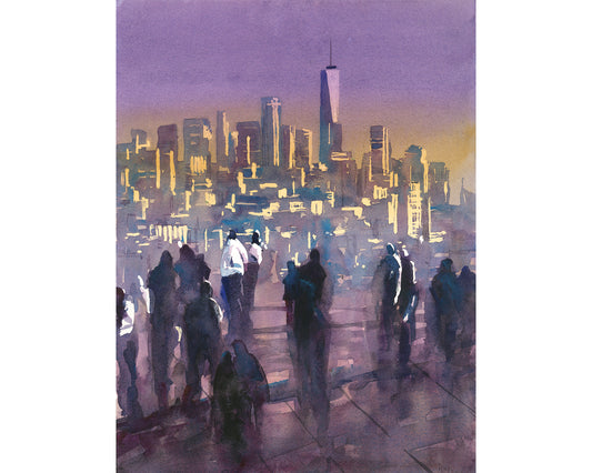 Manhattan skyline from the Edge viewing platform NYC sunset home decor colorful cityscapearchitecture sunset decor (original)