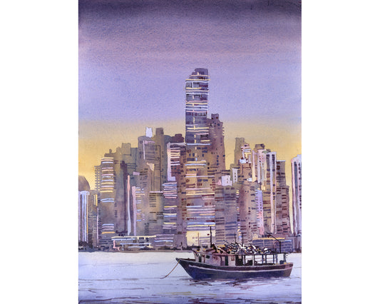 Panama City Central America harbor trendy wall art handmade home decor skyline nautical boat travel essential (original)