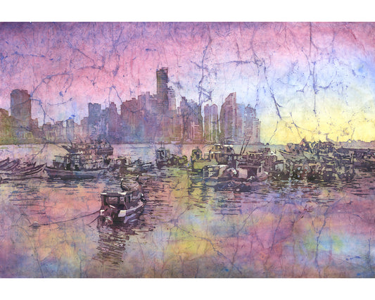 Panama City Central America harbor trendy wall art handmade home decor skyline nautical boat travel essential (original)