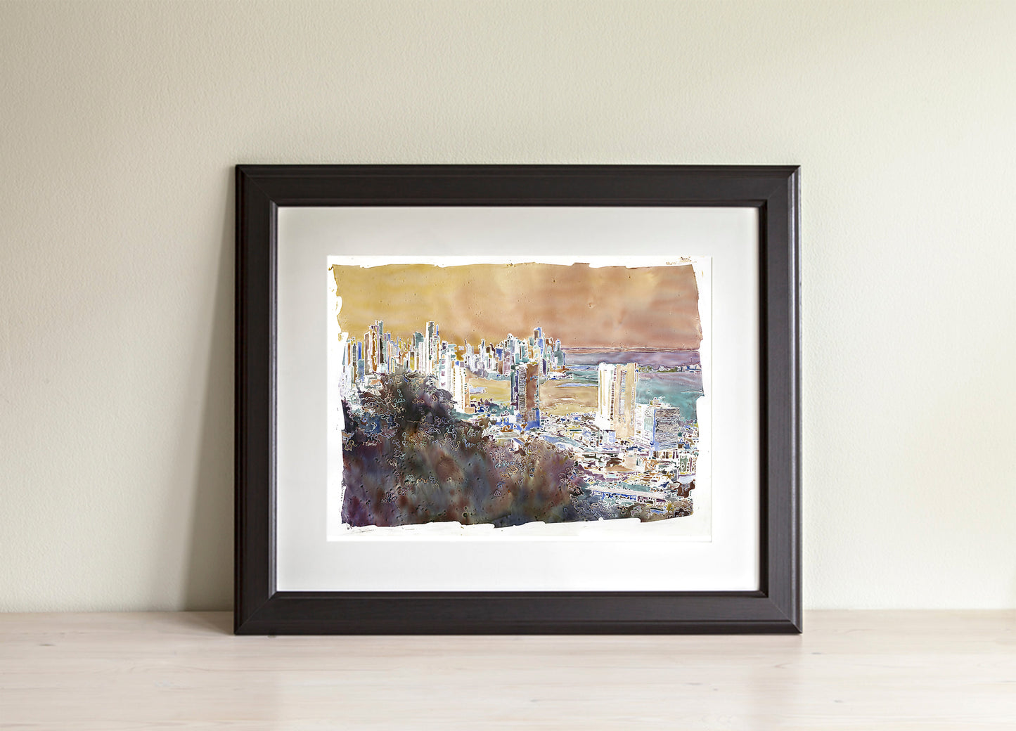 Sunset Panama City Central America harbor trendy wall art handmade home decor skyline nautical boat travel essential giclee (print)