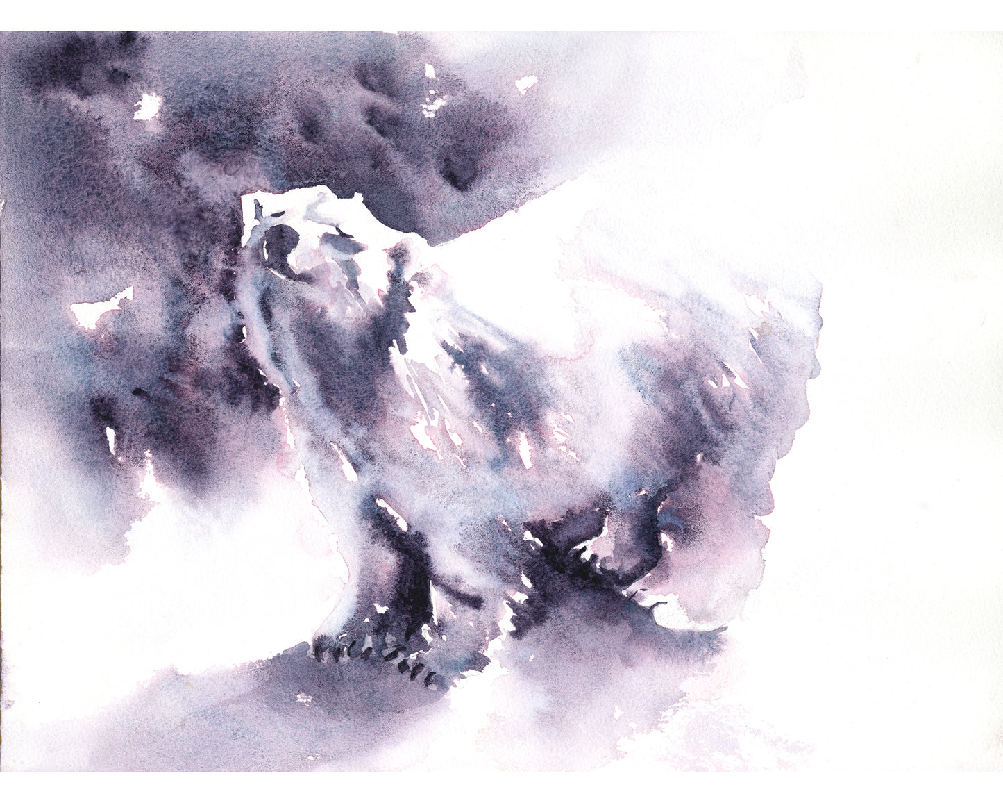 Watercolor painting polar bear colorful home decor, trendy wall art kids room painting artic animal fine art giclee (print)