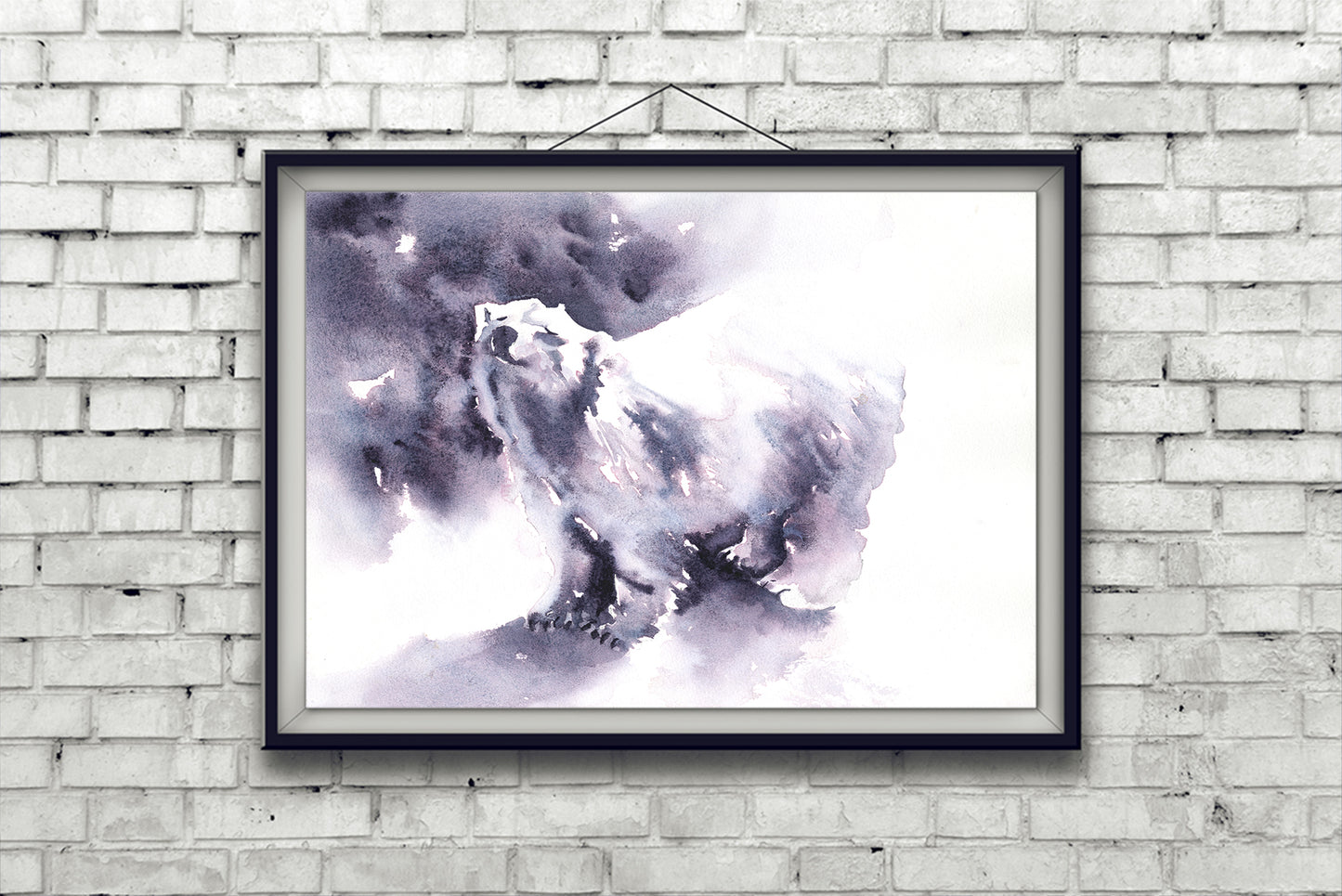 Watercolor painting polar bear colorful home decor, trendy wall art kids room painting artic animal fine art giclee (print)