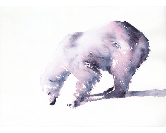 Watercolor painting polar bear colorful home decor, trendy wall art kids room painting artic animal fine art giclee (print)