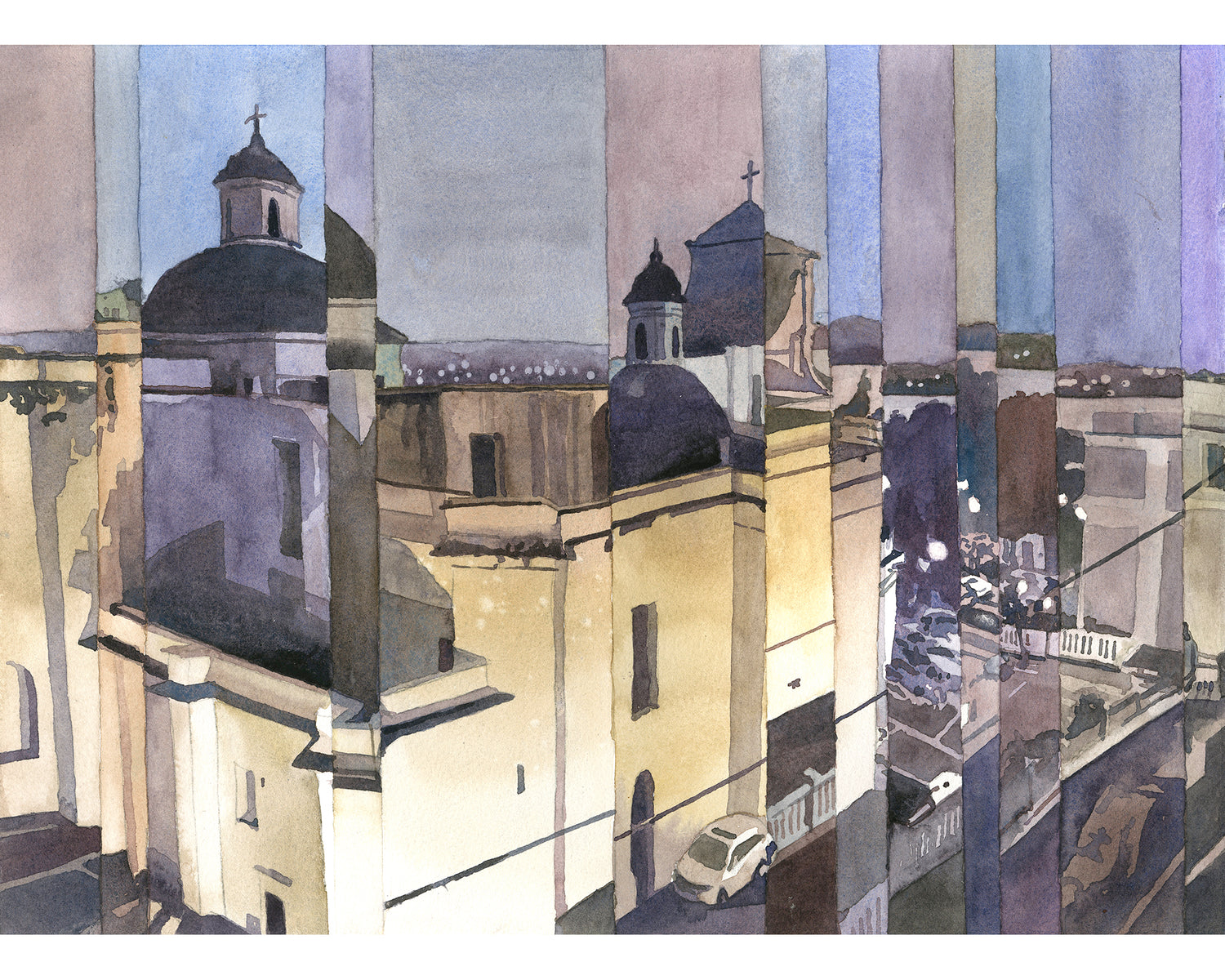 Catedral Basilica Menor de San Juan Bautista watercolor painting Puerto Rico architecture travel essentials Caribbean island art for house decor (original)