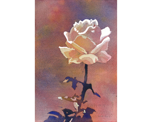 Floral painting rose watercolor landscape, flower home decor trendy wall art handmade item colorful  artwork art for house (print)