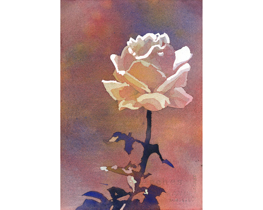 Floral painting rose watercolor landscape, flower home decor trendy wall art  colorful  artwork art for house (print)