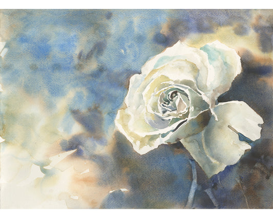 Floral painting rose watercolor landscape, flower home decor trendy wall art  colorful  artwork art for house