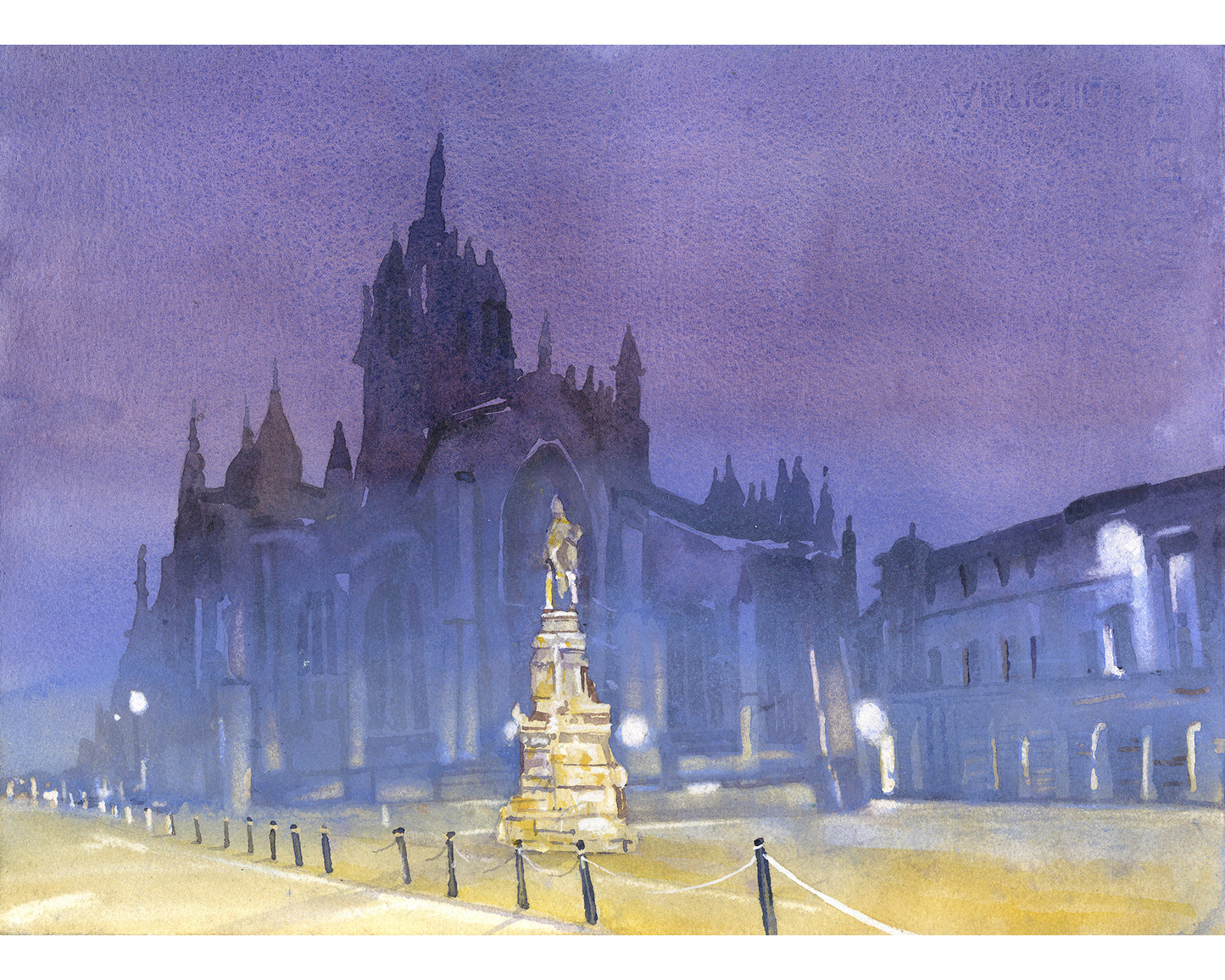 Edinburgh Scotland St. Giles Cathedral Royal Mile architecture watercolor cityscape building art for house medieval travel decor (original)
