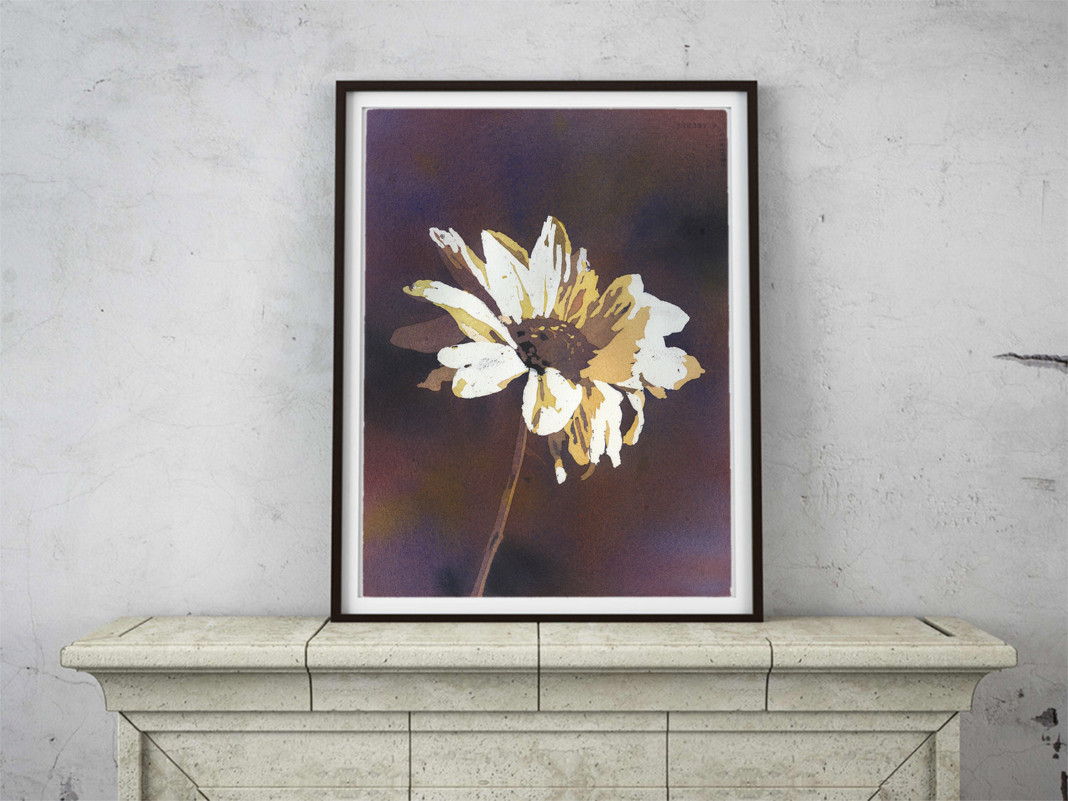 Watercolor floral fine art print for home office