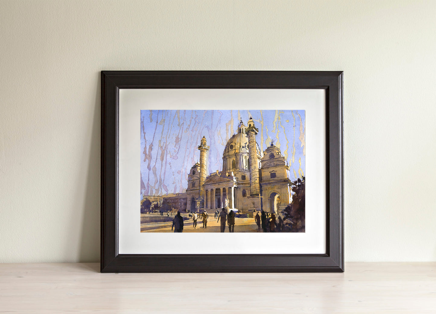 Colorful landscape St. Charles Cathedral at sunset art for house handmade item travel essentials (original)