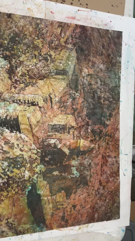 Caballo corriendo por la tundra: pintura de caballos, arte de caballos. Pintura de caballos acuarela batik paisaje pintura pared arte decoración del hogar caballo (impresión)