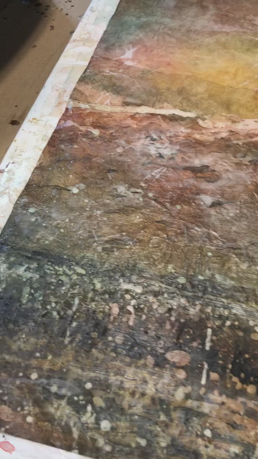 Vivid textured watercolor artwork of Khor Virap set against snow-capped Mount Ararat, ideal for travel-inspired fine art collections, Armenian home accents, or a unique gift for him or her.