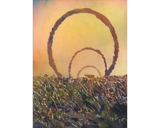 Colorida estatua de pintura de acuarela en el Museo de Arte de Carolina del Norte (NCMA), arte moderno paisaje de acuarela decoración del hogar impresión giclee