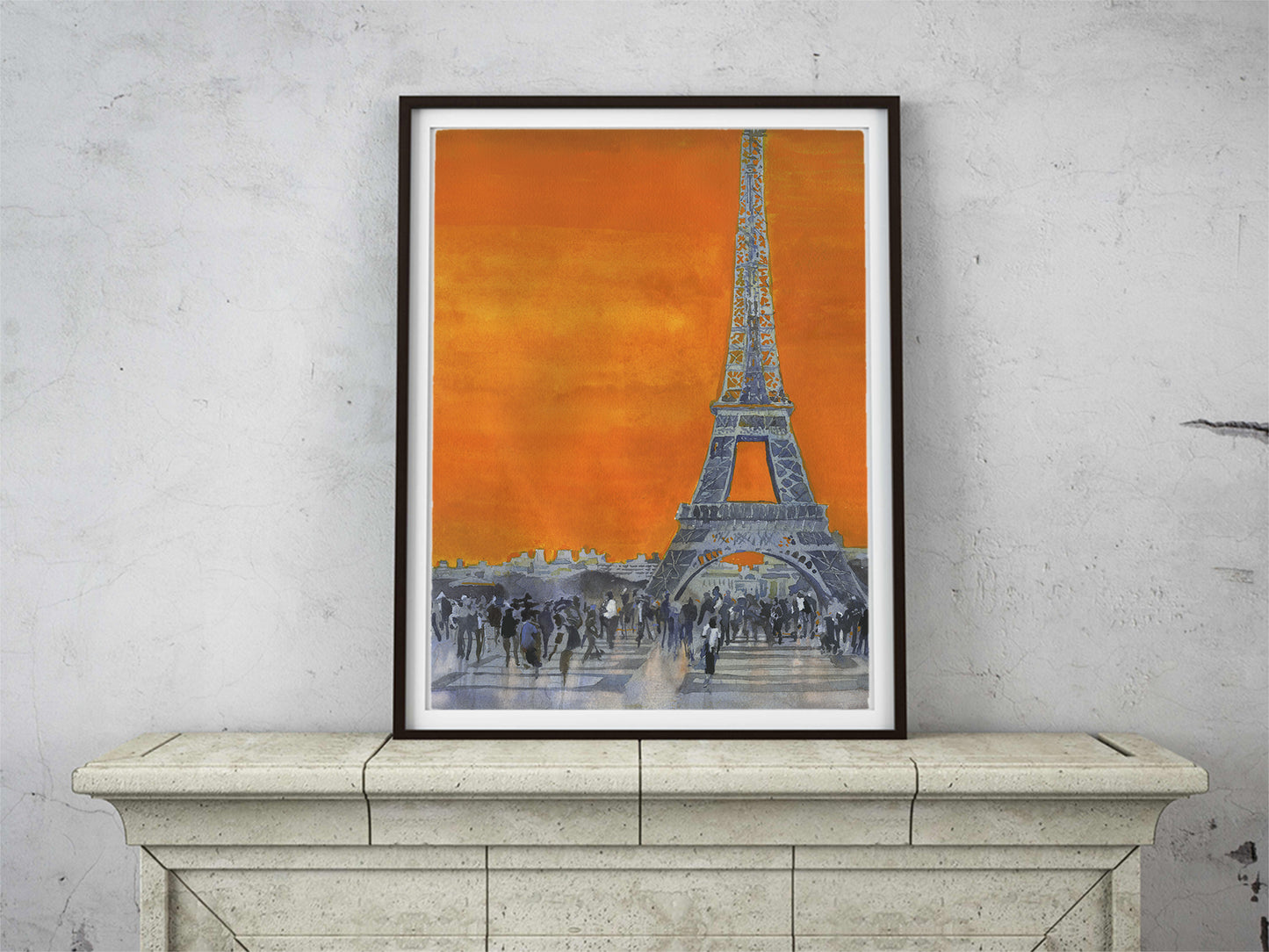 Eiffel Tower at sunset in Paris, France.  French landscape Parisian artwork home decor Europe (original)