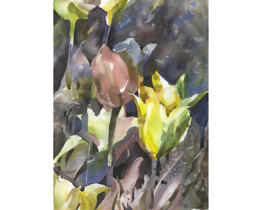 Tulip watercolor painting.  Floral artwork colorful tulip home interior artwork fine art flower painting colorful decor (original)