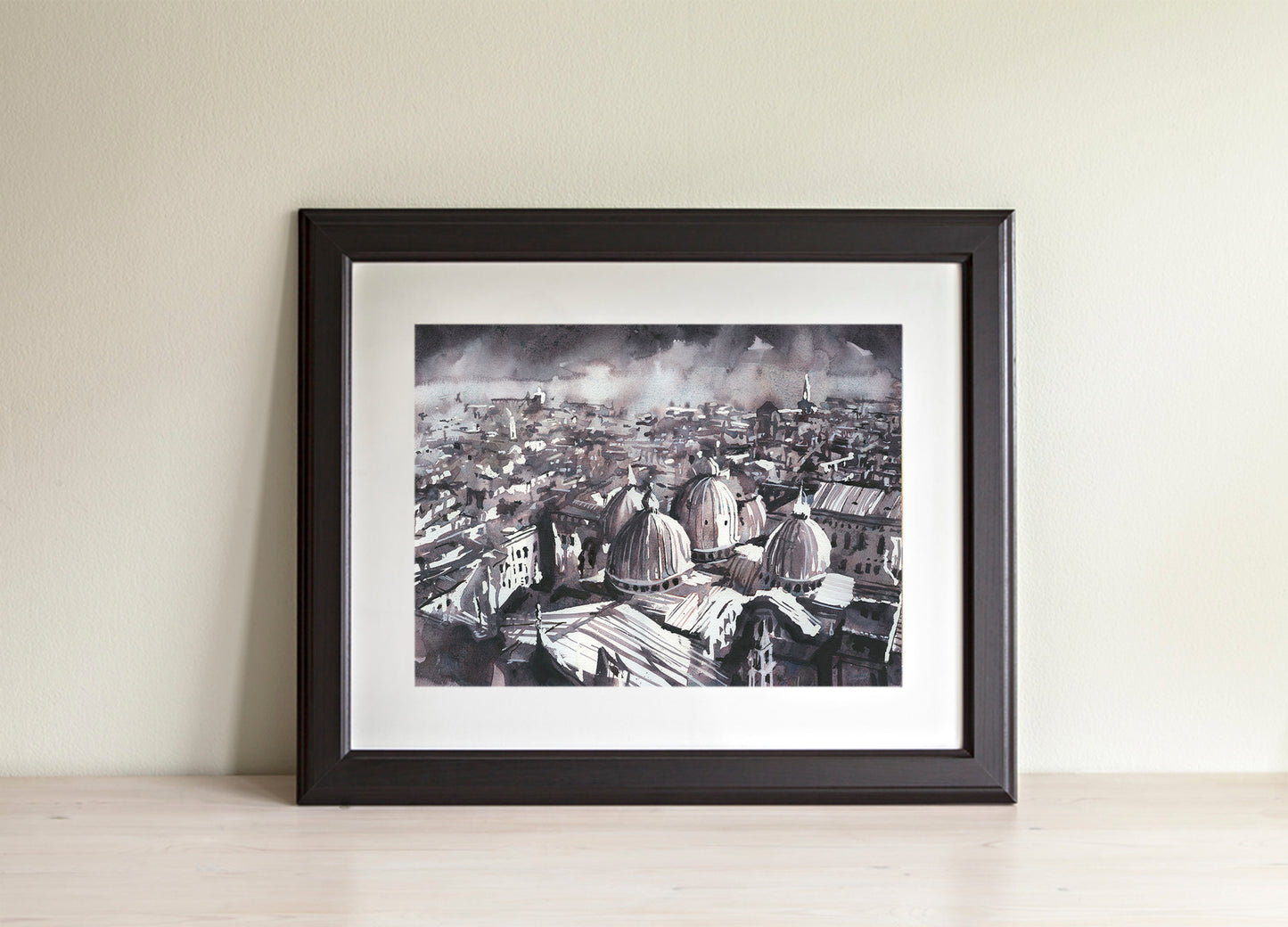 Venice, Italy aerial view from St. Mark's Square- Venice artwork monochromatic artwork skyline Venice Italy home decor landscape painting