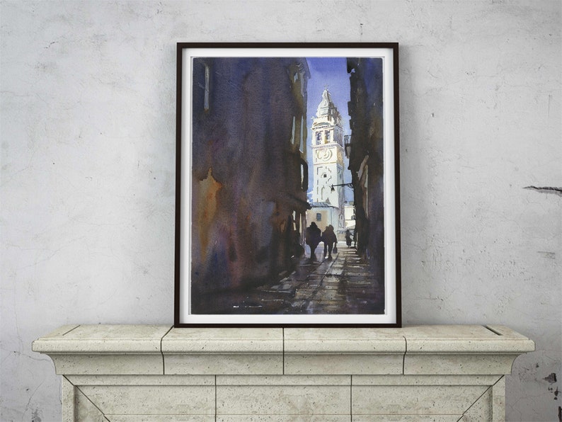 Venice, Italy aerial view from St. Mark's Square- Venice artwork monochromatic artwork skyline Venice Italy home decor landscape painting