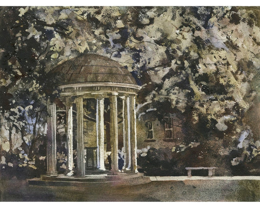 Pintura del viejo pozo de la UNC. Pintura de acuarela de bellas artes Old Well de la Universidad de Carolina del Norte - Chapel Hill, Carolina del Norte. Decoración del hogar con fotografía UNC (impresión)