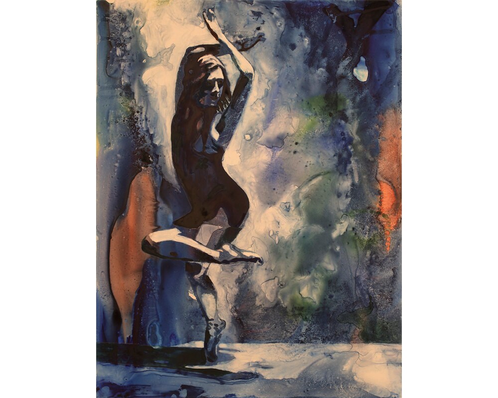 Watercolor painting on YUPO of woman dancing.  Watercolor on YUPO paper