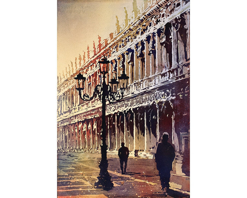 St. Mark&#39;s Square- Venice, Italy.  Venice watercolor painting landscape fine art print Italy.  Watercolor painting of Venice (original)