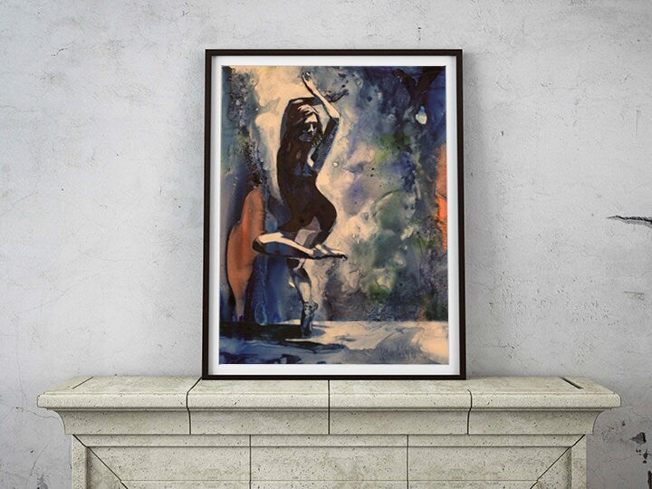 home decor dancing art giclee art ballerina watercolor home decor