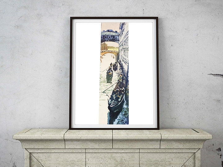 Bridge of Sighs painting Venice, Italy. Impressionistic painting of Bridge of Sighs in Italy wall art Venice print Italy home decor colorful (print)