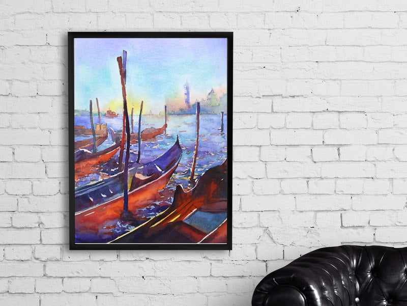 Venice Italy watercolor painting, gondola watercolor painting Venice artwork Venice art watercolor painting fine art watercolor (print)