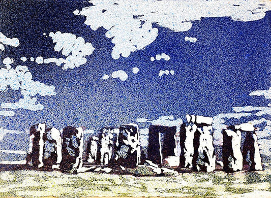 Stonehenge at sunset in the English countryside,  Art Stonehenge print art watercolor painting landscape Stonehenge ruins colorful artwork