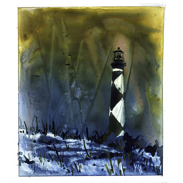 Cape Lookout lighthouse- Outer Banks, North Carolina.  Lighthouse artwork. Lighthouse art Cape Lookout North Carolina lighthouse decor (print)