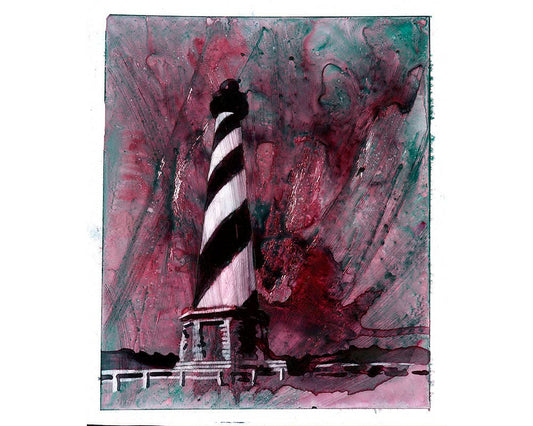 Cape Hatteras lighthouse- Outer Banks, North Carolina.  Lighthouse decor artwork, watercolor painting, lighthouse art, lighthouse (print)
