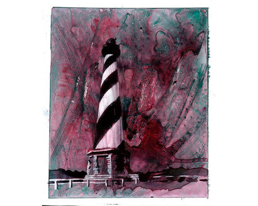 Faro de Cabo Hatteras - Outer Banks, Carolina del Norte. Obras de arte de decoración del faro, pintura de acuarela, arte del faro, faro (impresión)
