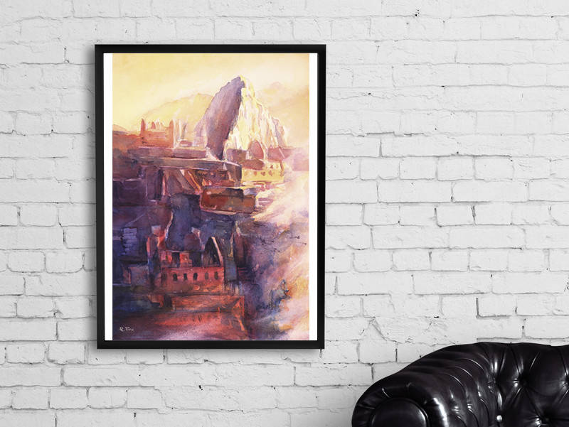 Machu Picchu- Sacred Valley Peru watercolor Machu Picchu Peru artwork fine art print Incan ruins Sacred Valley watercolor painting (print)