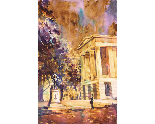 State Capital (North Carolina)- downtown Raleigh, NC.  Watercolor Raleigh Capital painting print State Capital watercolor art home decor