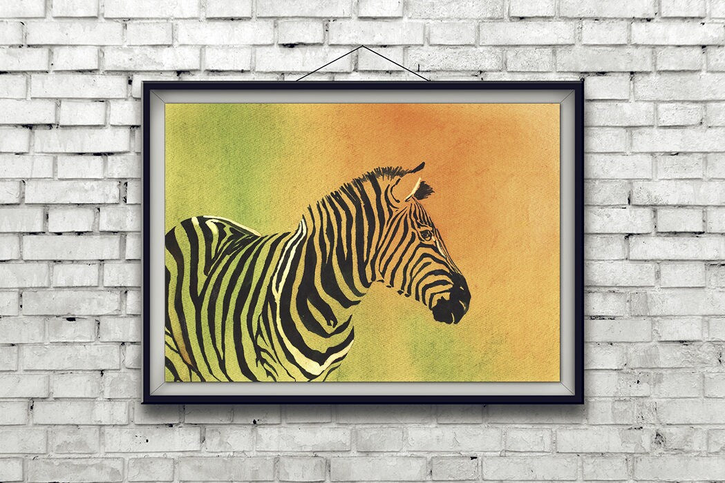 Zebra fine art watercolor painting- giclee print. Zebra watercolor painting, giclee reproduction of zebra painting, watercolor of zebra