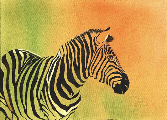 Zebra fine art watercolor painting- giclee print. Zebra watercolor painting, giclee reproduction of zebra painting, watercolor of zebra