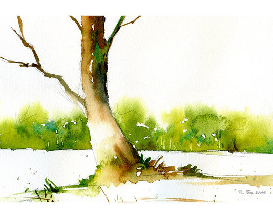 Trees in forest. Landscape painting of trees in forest. Tree art watercolor original wall art giclee print watercolor landscape home decor (print)