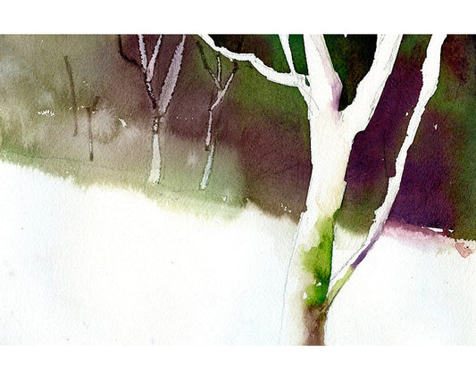 Landscape painting of trees in forest.  Tree art watercolor original wall art giclee print home decor green watercolor landscape tree art (print)