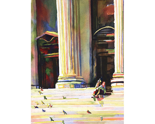 Pintura de acuarela de Nueva York- Pintura de acuarela de Nueva York giclee NYC pintura de bellas artes acuarela decoración del hogar de arte de la ciudad de Nueva York (impresión)